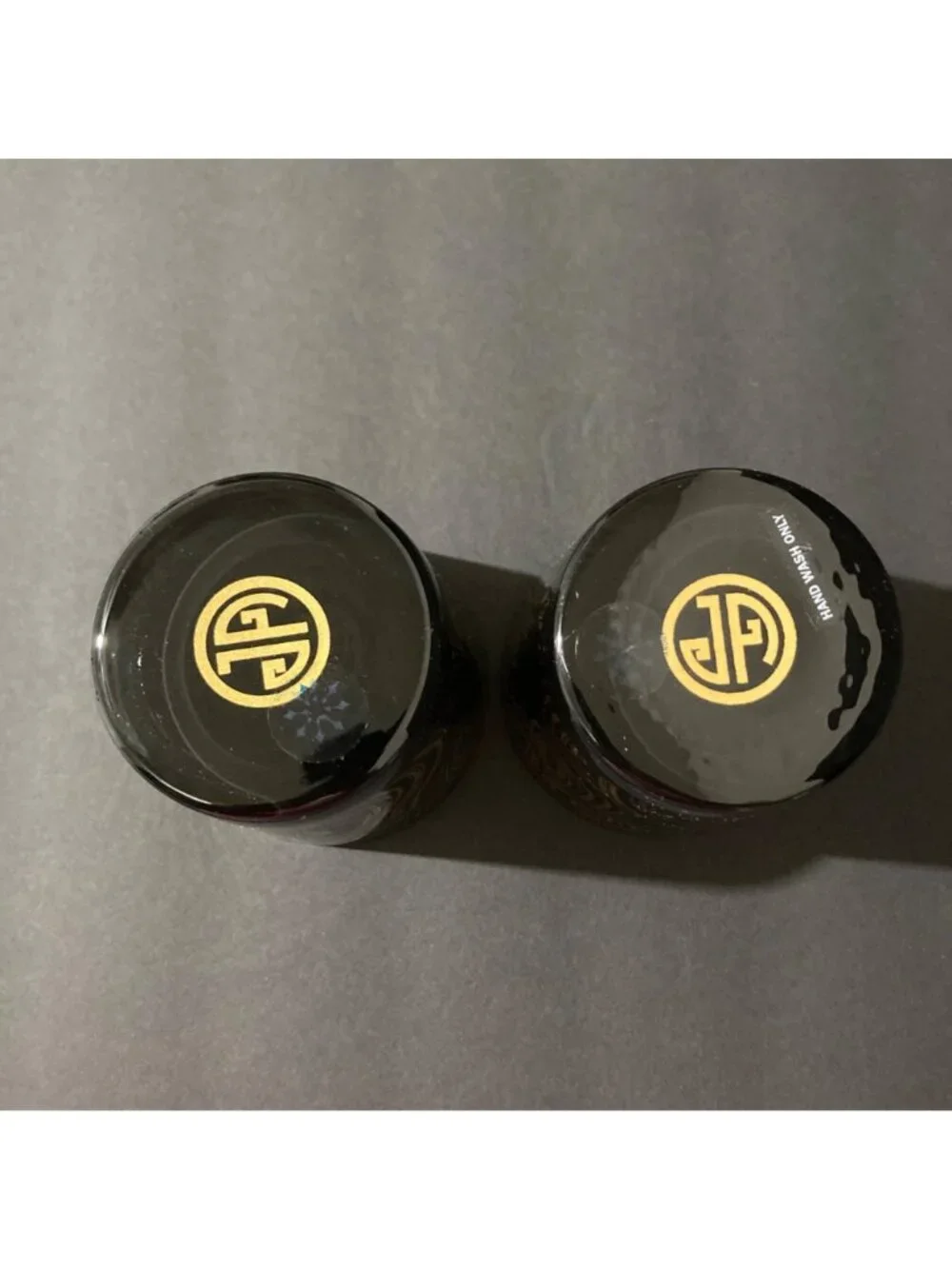 Jonathan Adler Black And Gold Malachite Old Fashioned Glass Set Of 2